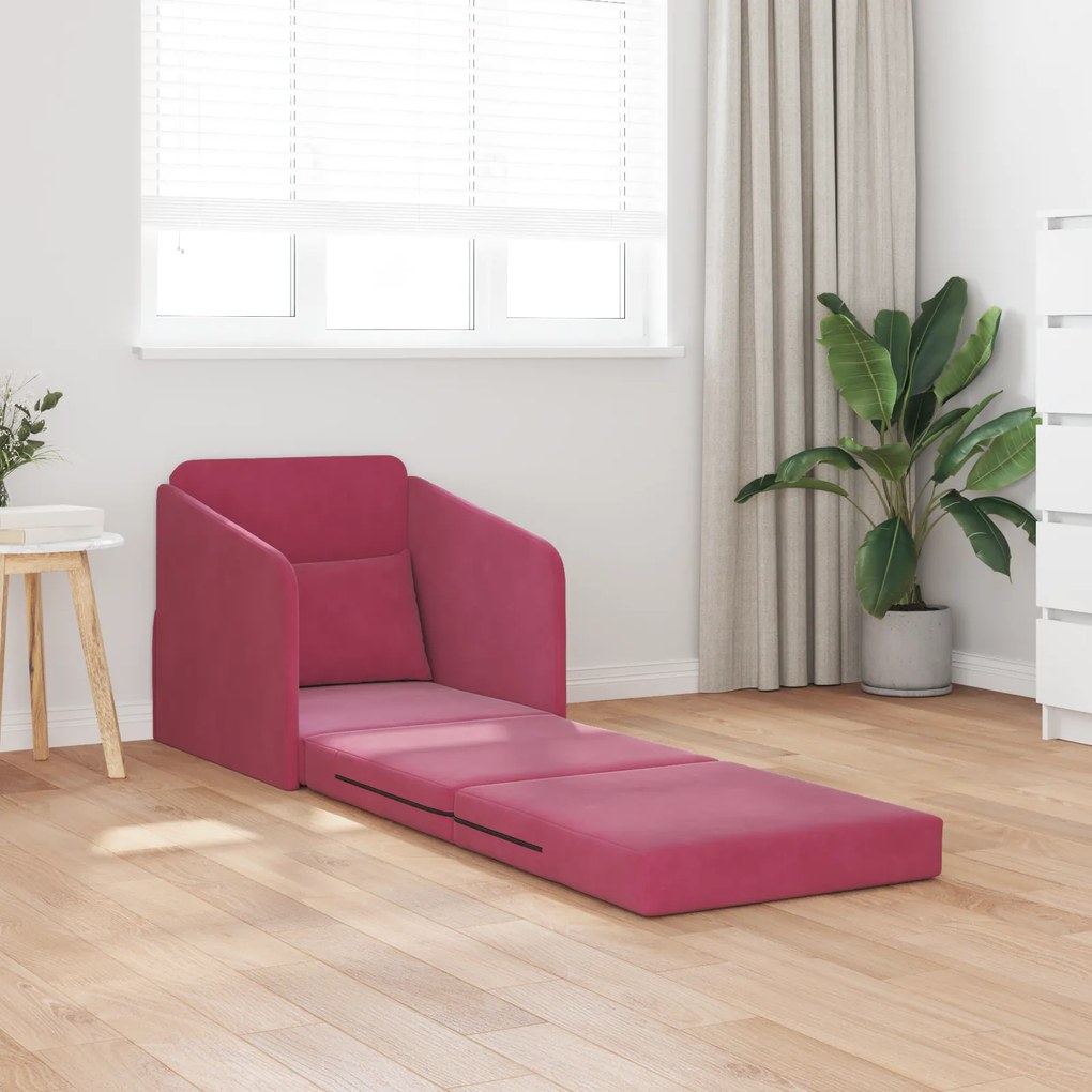 vidaXL Καθιστικό Κρεβάτι 2 σε 1 Μπορντό 65x80x83 εκ. Βελούδο
