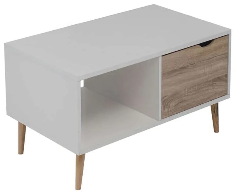 SIERA WHITE/S.OAK 100Χ60Χ43εκ.ΤΡΑΠΕΖΙ ΣΑΛΟΝΙΟΥ