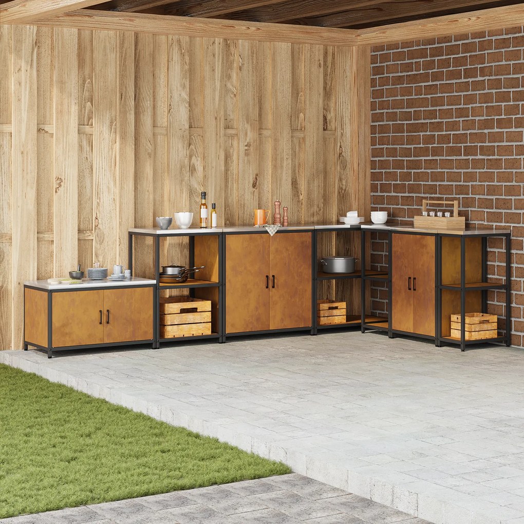 vidaXL Ράφι Αποθήκευσης Κουζίνας με ράφι Σκ rusty 60 x 50 x 92 εκ.