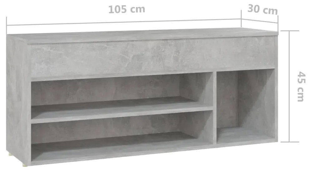 Παπουτσοθήκη Γκρι Σκυρ. 105 x 30 x 45 εκ. από Επεξ. Ξύλο 808760