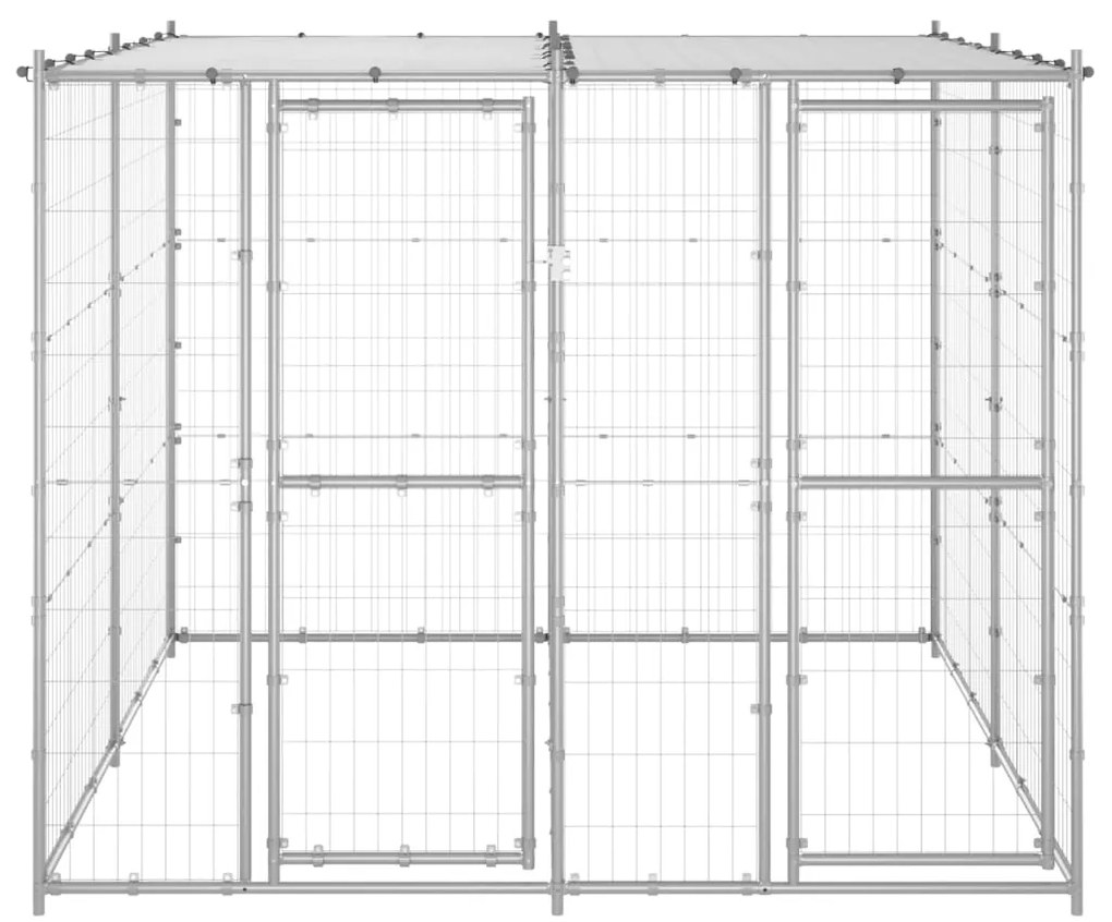 vidaXL Κλουβί Σκύλου Εξ. Χώρου με Στέγαστρο 4,84 μ² Γαλβ. Χάλυβας