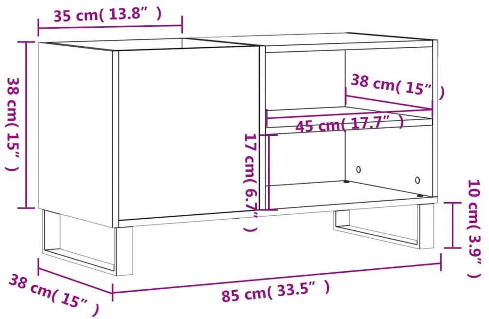 Δισκοθήκη Sonoma Δρυς 85 x 38 x 48 εκ. από Επεξεργασμένο Ξύλο - Καφέ