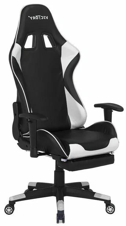 Καρέκλα gaming Berwyn 183, Μαύρο, Άσπρο, 124x55x60cm, 22 kg, Με μπράτσα, Με ρόδες, Μηχανισμός καρέκλας: Κλίση | Epipla1.gr