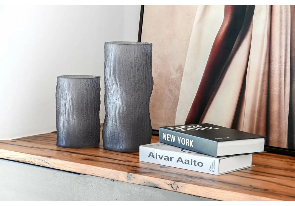 Βάζο Home ESPRIT Γκρι Κρυστάλλινο Σύγχρονη 14 x 14 x 31,5 cm