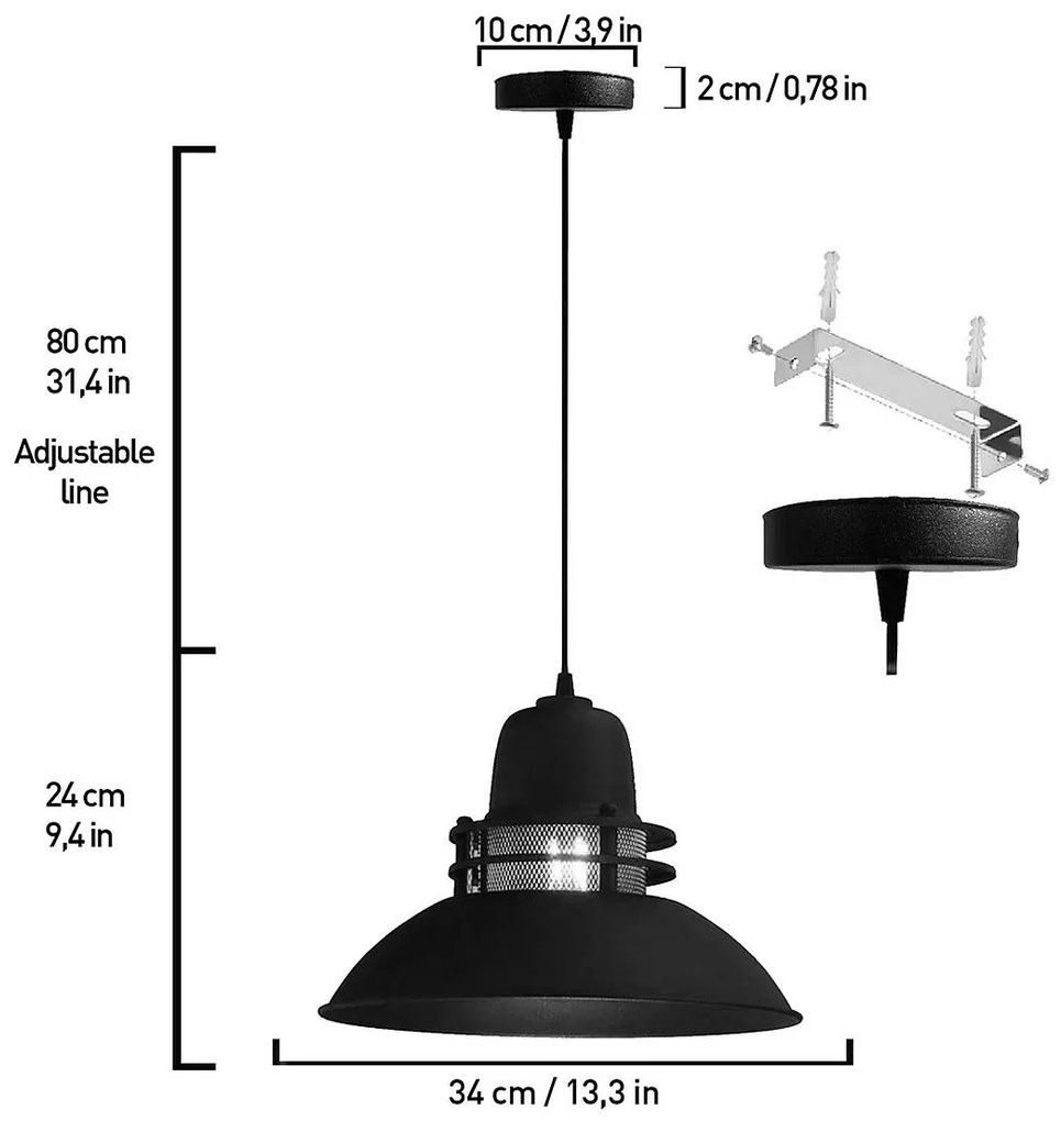 Φωτιστικό Κρεμαστό ALEV Μαύρο Μέταλλο 34x34x80cm - 14301008 - 14301008