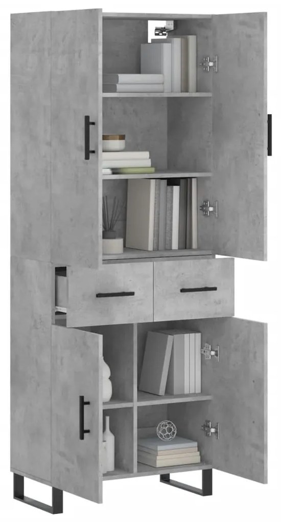 vidaXL Ντουλάπι Γκρι Σκυροδέματος 69,5x34x180 εκ. Επεξεργασμένο Ξύλο