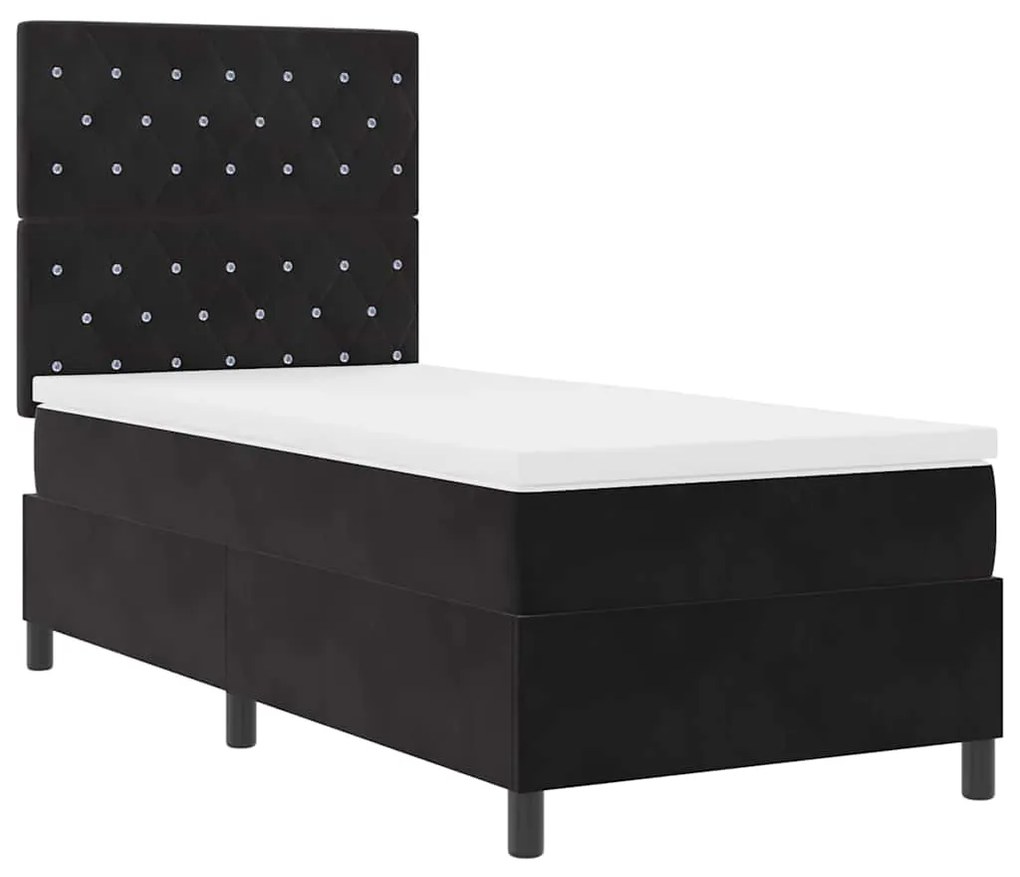vidaXL Κρεβάτι με ελατήρια με στρώμα Μαύρο 90 x 200 cm Βελούδο