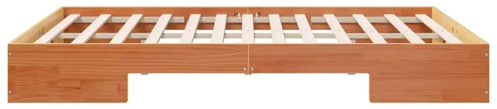 vidaXL Κρεβάτι δαπέδου Καφέ 150 x 200 cm Μασίφ ξύλο πεύκου