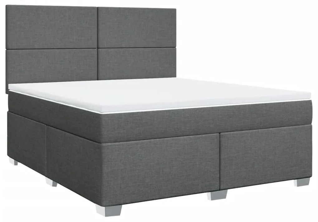 Κρεβάτι Boxspring με Στρώμα Σκούρο Γκρι 180x200 εκ Υφασμάτιν - Γκρι