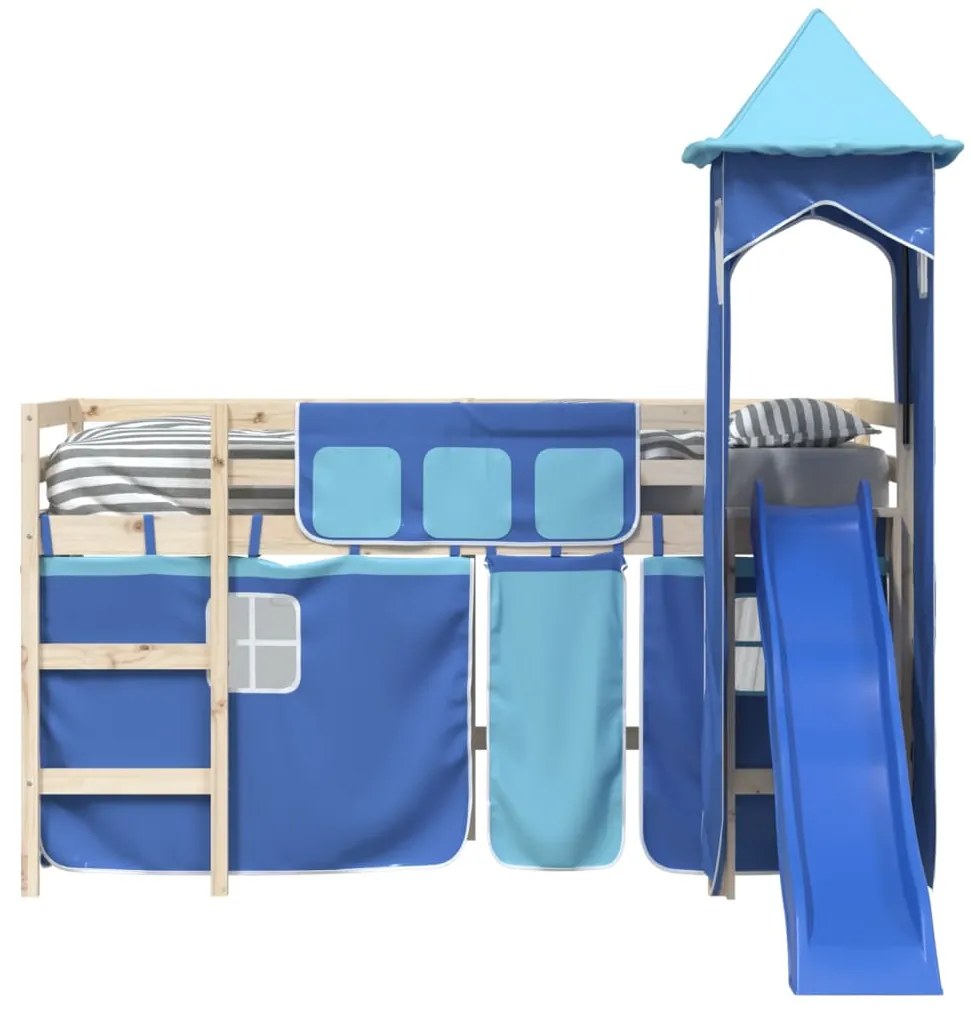 vidaXL Κουρτίνες για Υπερυψωμένο Κρεβάτι με Πύργο Μπλε από Πολυεστέρα