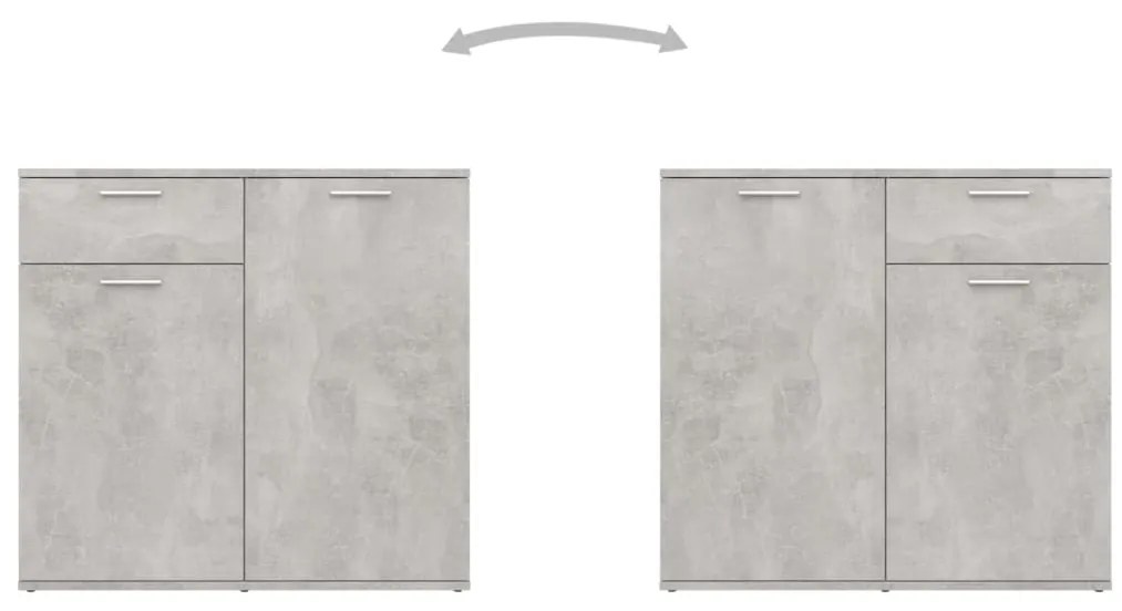 vidaXL Μπουφές Γκρι Σκυροδέματος 160 x 36 x 75 εκ. από Επεξ. Ξύλο
