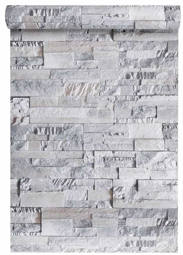 vidaXL Ταπετσαρία 3D με Σχέδιο Πέτρας Γκρι και Καφέ 10x0,53μ Non-woven