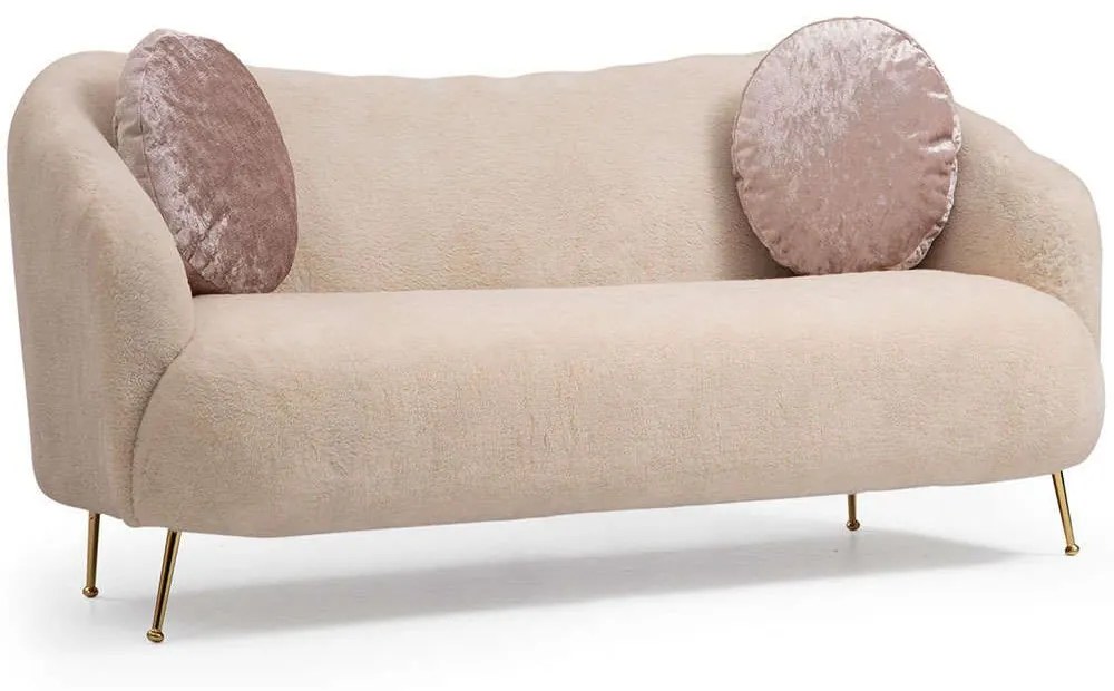 Καναπές Τριθέσιος Istiridye 560ARE1352 215x90x80cm Beige-Gold