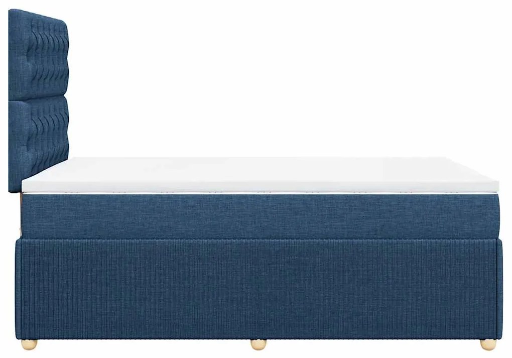 vidaXL Κρεβάτι Boxspring με Στρώμα Μπλε 120x190 εκ. Υφασμάτινο