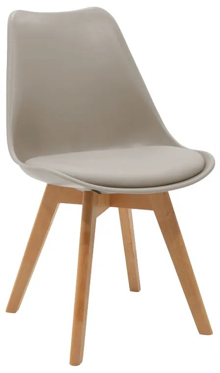Καρέκλα Gaston PP-PU γκρι-φυσικό πόδι 48x55x83εκ Υλικό: PP 2000g/m³ - PU - 27mm BEECH WOOD 271-000003