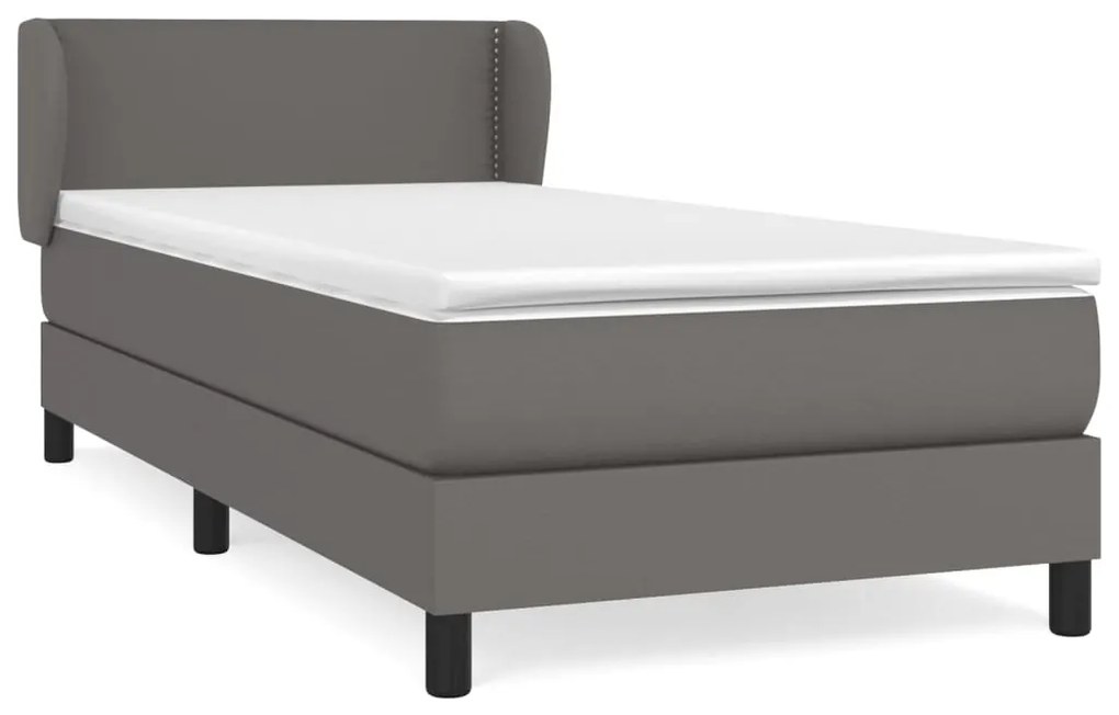 Κρεβάτι Boxspring με Στρώμα Γκρι 80 x 200 εκ. Συνθετικό Δέρμα 3127221