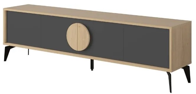 Έπιπλο τηλεόρασης Gora Megapap χρώμα sapphire oak - silky black 180x35,6x51εκ. - GP037-0250,1