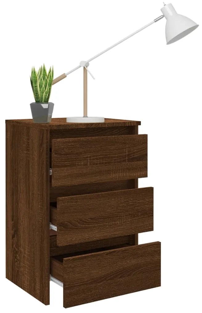 vidaXL Κομοδίνο Καφέ Δρυς 40 x 35 x 62,5 εκ. από Επεξεργασμένο Ξύλο
