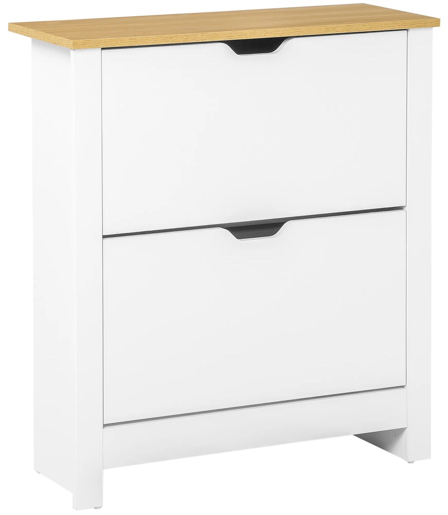 HOMCOM ντουλάπι παπουτσιών, 2 ράφια, χωρητικότητα 12 ζευγάρια παπούτσια, 72 x 26 x 80 cm, λευκό + καφέ