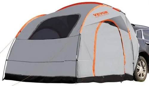 VEVOR SUV Camping Tent, 8&#039;-8&#039; SUV Tent Attachment for Camping with Rain Layer and Carry Bag, Waterproof PU2000mm Double Layer Truck Tent, Accommodate 6-8 Person, Rear Tent for Van Hatch Tailgate