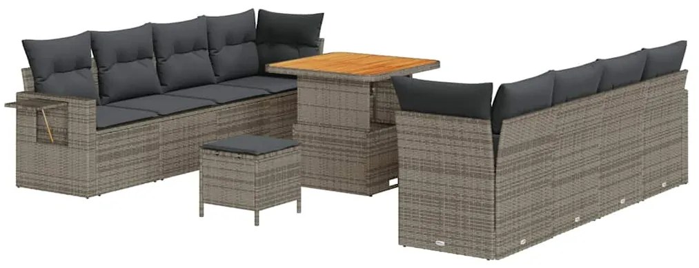 vidaXL Σετ Καναπέ Κήπου με μαξιλάρι 11 pcs Γκρι 80 x 80 x 71 cm