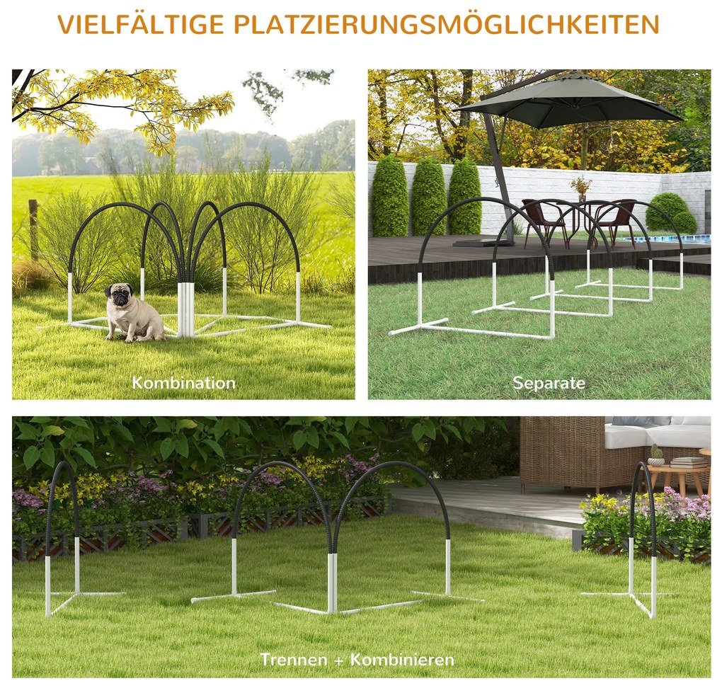 PawHut Σετ Agility για σκύλους, 4 τεμάχια, 89 x 69 x 99 cm, Λευκό + Μαύρο