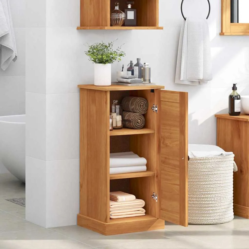 vidaXL Ντουλάπα Μπάνιου καφέ μελί 37 x 34 x 80 εκ Μασίφ ξύλο πεύκου