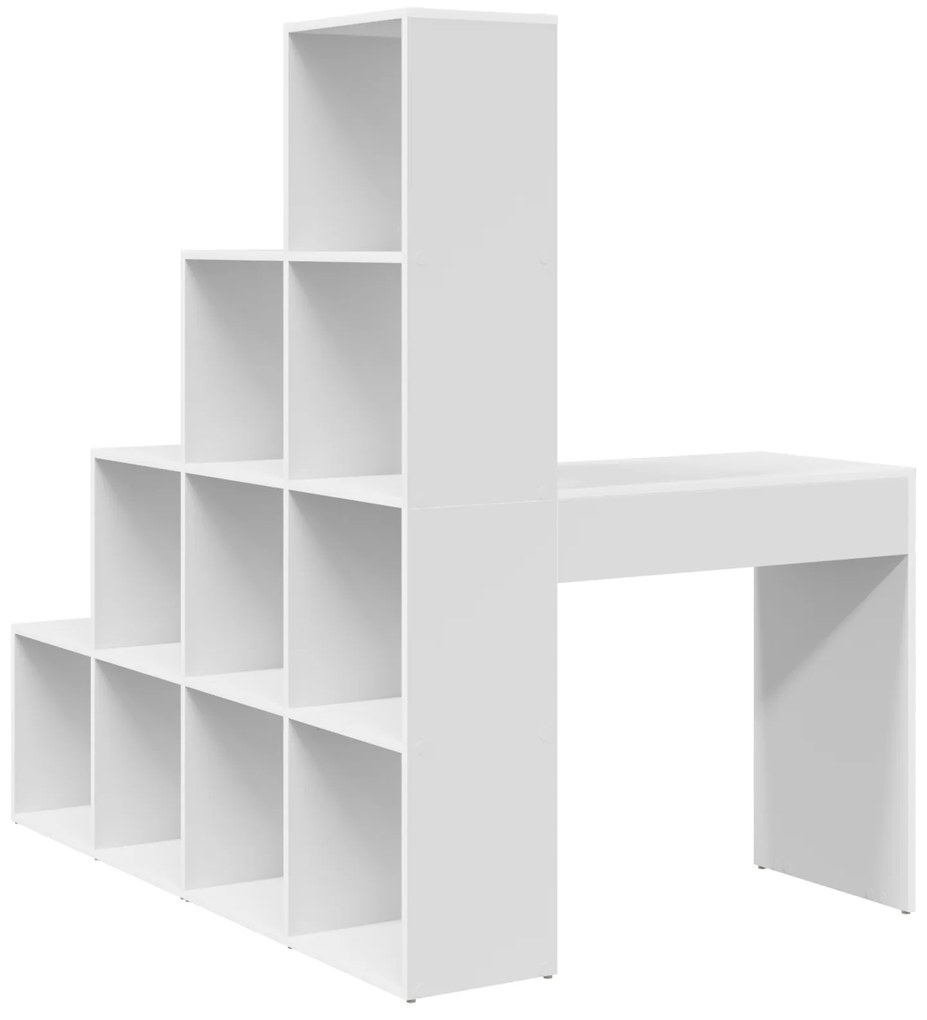 vidaXL Γωνιακό γραφείο με ράφι Λευκό 101.5 x 149.5 x 149.5 εκ.