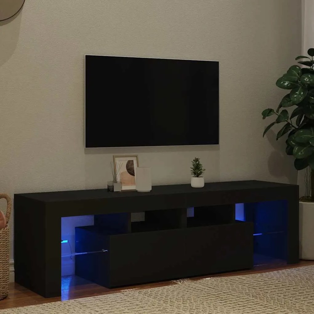 vidaXL Έπιπλο Τηλεόρασης με LED Μαύρο 140 x 36,5 x 40 εκ.