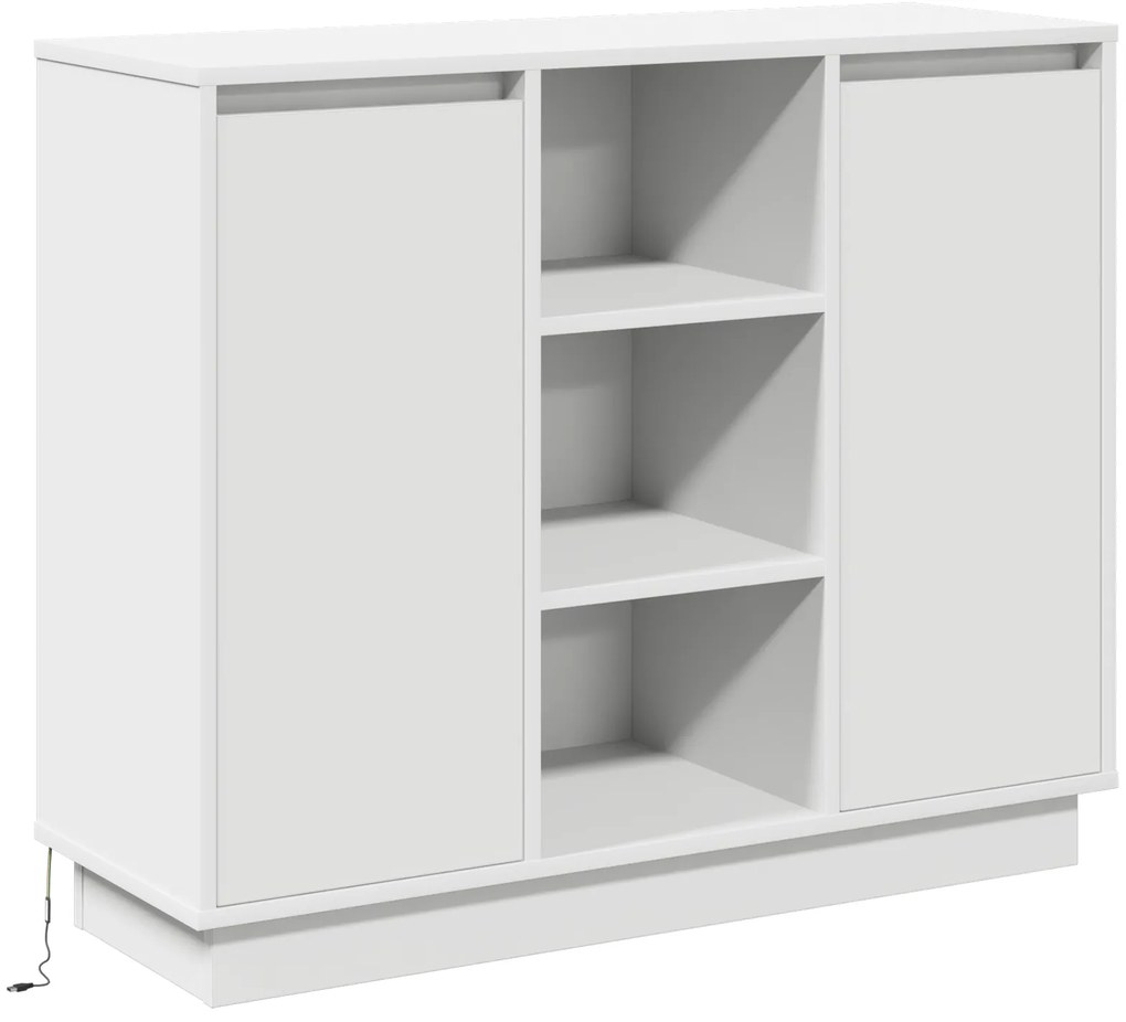 vidaXL Κονσόλα με LED Λευκή 90x32x75 εκ. Κατασκευασμένο ξύλο