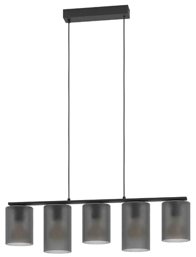 Φωτιστικό Οροφής - Ράγα Colomera 901163 80x12x110cm 5xE27 Black-Smoke Eglo