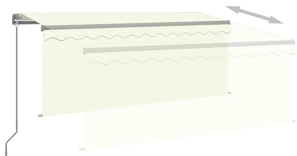 vidaXL Τέντα Συρόμενη Χειροκίνητη με Σκίαστρο Κρεμ 3,5 x 2,5 μ.