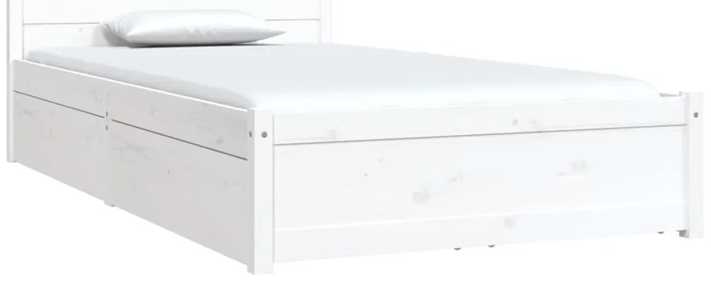vidaXL Πλαίσιο Κρεβατιού με Συρτάρια Λευκό 90 x 190 εκ Single