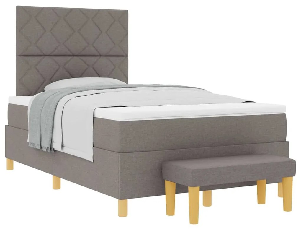 vidaXL Κρεβάτι με ελατήρια με στρώμα Taupe 120 x 190 cm ύφασμα