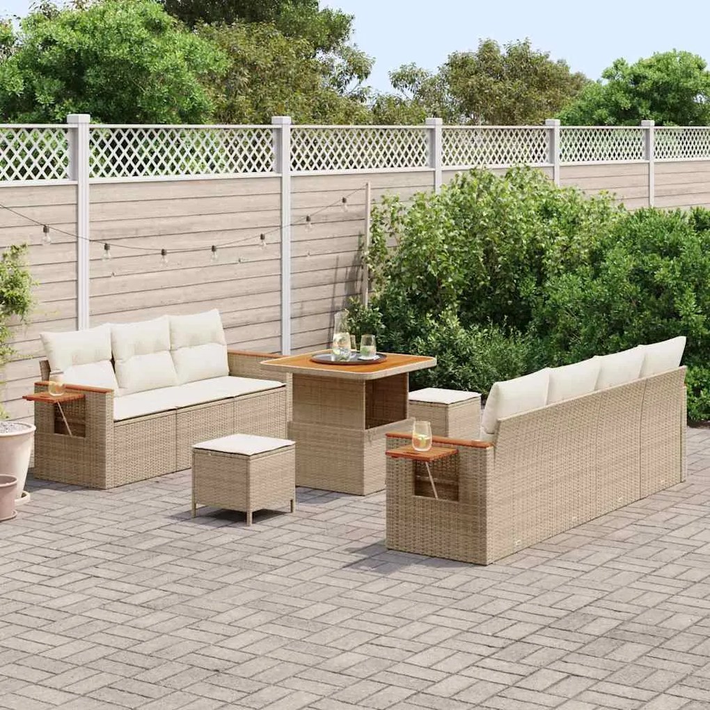 vidaXL Σετ Καναπέ Κήπου 10 pcs μπεζ και κρεμ 80 x 80 x 71 cm