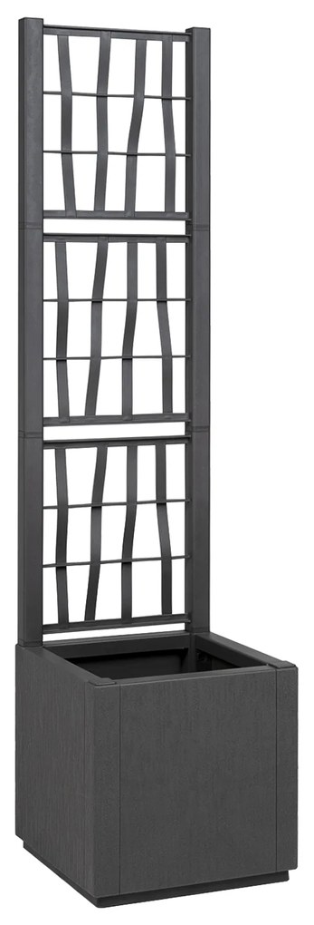 vidaXL Σκούρα Γκρι Γλάστρα Κήπου με Πλέγμα - 36x36x140 εκ