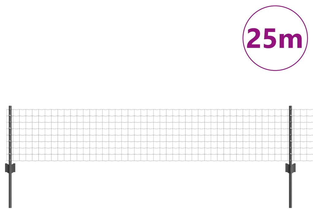 vidaXL Φράκτης Euro με 11 U Posts Γκρι 0.4x25 μ Ατσάλι