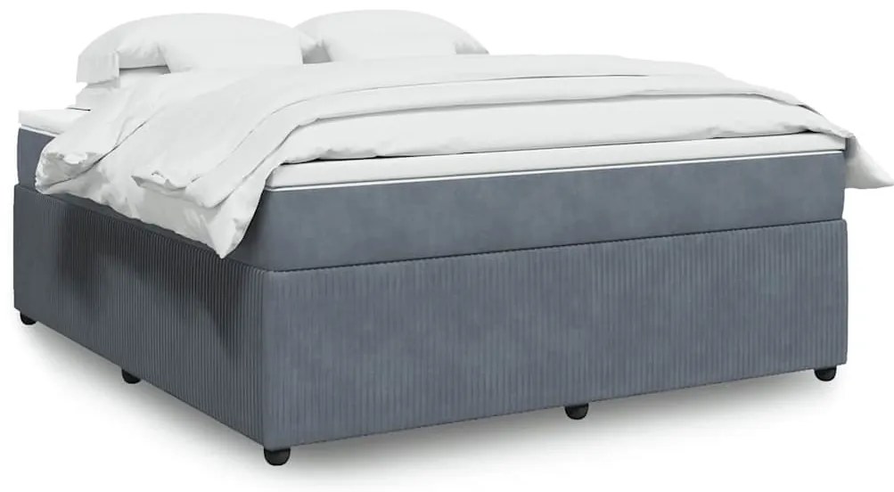 vidaXL Κρεβάτι Boxspring με Στρώμα Σκούρο Γκρι 180x200 εκ. Βελούδινο