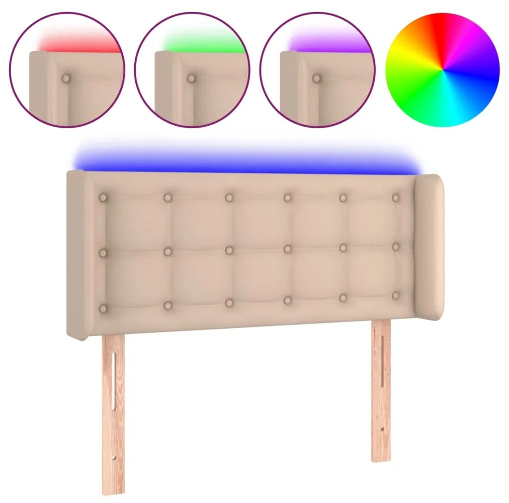 vidaXL Κεφαλάρι Κρεβατιού LED Καπουτσίνο 103x16x78/88εκ. Συνθετ. Δέρμα