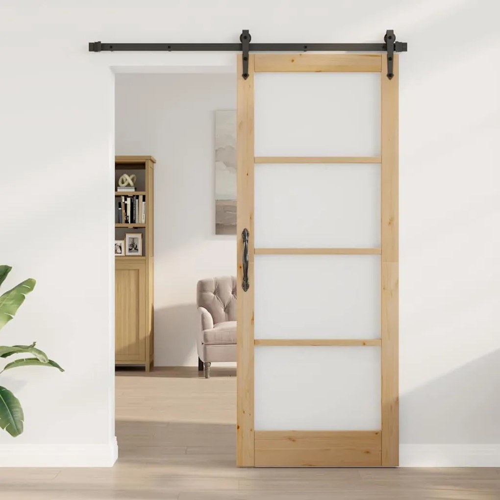 vidaXL Εσωτερική Πόρτα με Γυαλί "ORKDAL" 83x211x4 εκ. Μασίφ Ξύλο Πεύκου
