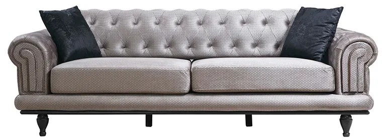 Καναπές 3θέσιος PWF-0522 pakoworld ύφασμα γκρι-μαύρο 230x95x78εκ