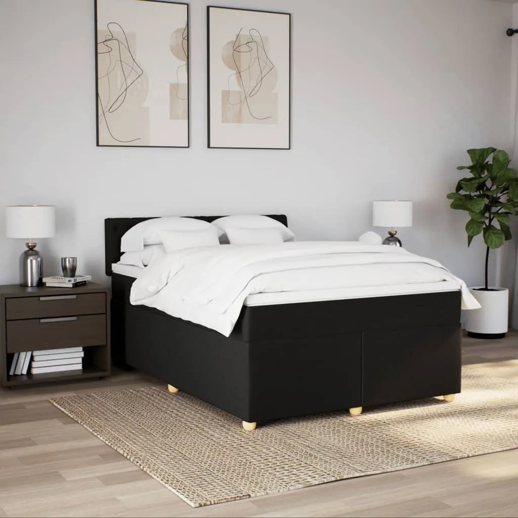 ΚΡΕΒΑΤΙ BOXSPRING ΜΕ ΣΤΡΩΜΑ ΜΑΥΡΟ 140X190 ΕΚ. ΥΦΑΣΜΑΤΙΝΟ 3286684