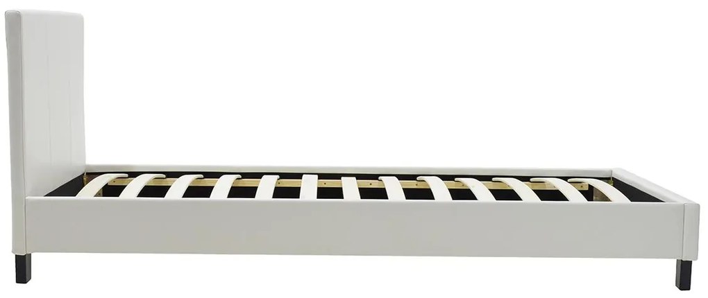 Κρεβάτι Nevil μονό 100x200 PU χρώμα λευκό ματ 106x212x87 εκ.