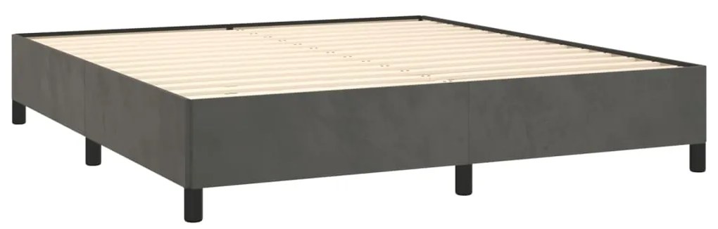 vidaXL Κρεβάτι Boxspring με Στρώμα Σκούρο Γκρι 160x200 εκ. Βελούδινο