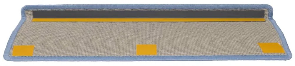 vidaXL Πατάκια Σκαλοπάτια 15 τεμ. 65x21x4 εκ. Θαλασσί με Ορθογώνια Άκρη