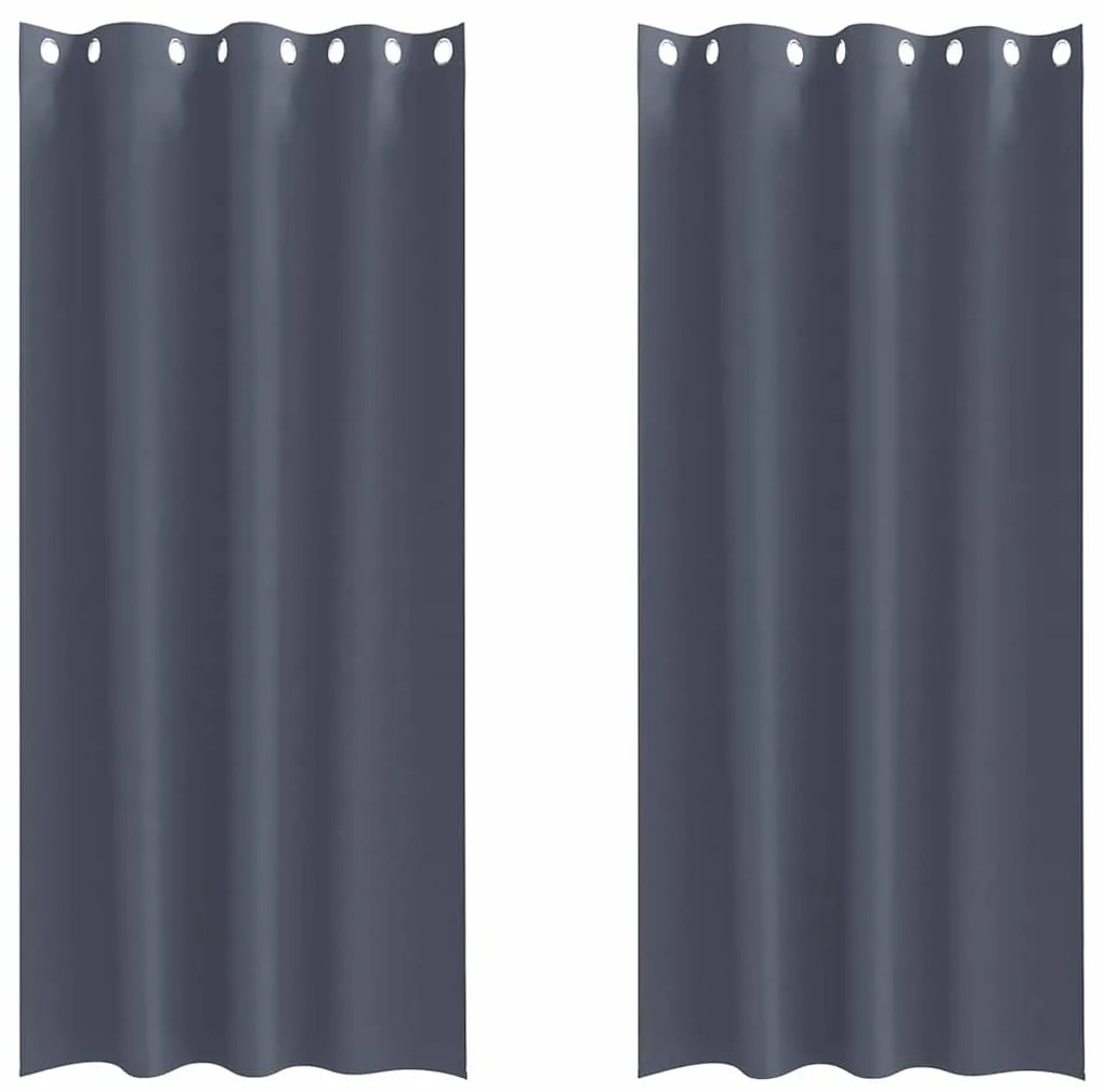 vidaXL Κουρτίνες με κουρτίνες 2 pcs Ανθρακί 225x140εκ. Πολυεστέρας