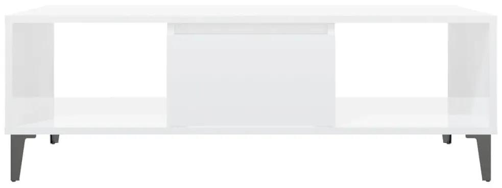 Τραπεζάκι Σαλονιού Γυαλιστερό Λευκό 103,5x60x35 εκ. Μοριοσανίδα - Λευκό