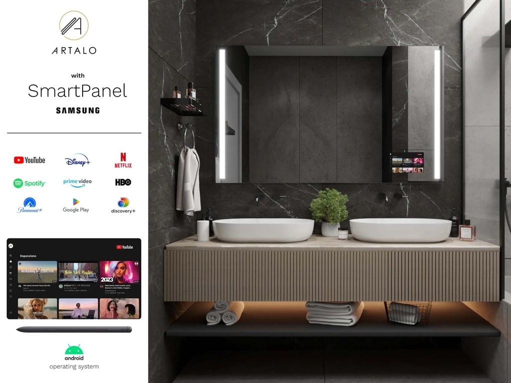 SMART καθρέφτης με φωτισμό LED M4 premium + Samsung SmartPanel