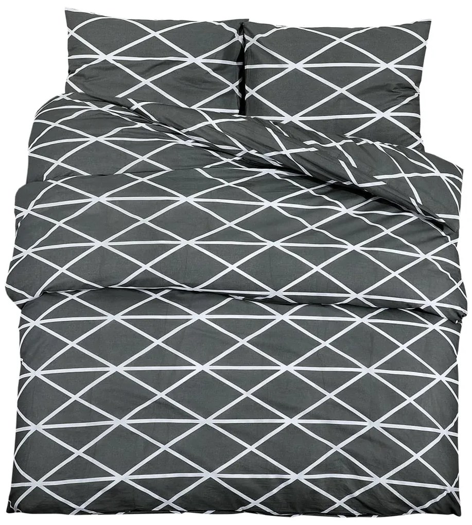 Σετ Παπλωματοθήκη vidaXL Γκρι 135x200 εκ. Βαμβακερό