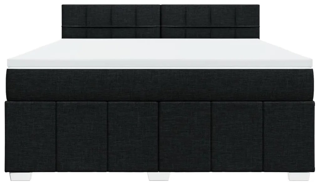 Κρεβάτι Boxspring με Στρώμα Μαύρο 180x200 εκ. Υφασμάτινο - Μαύρο